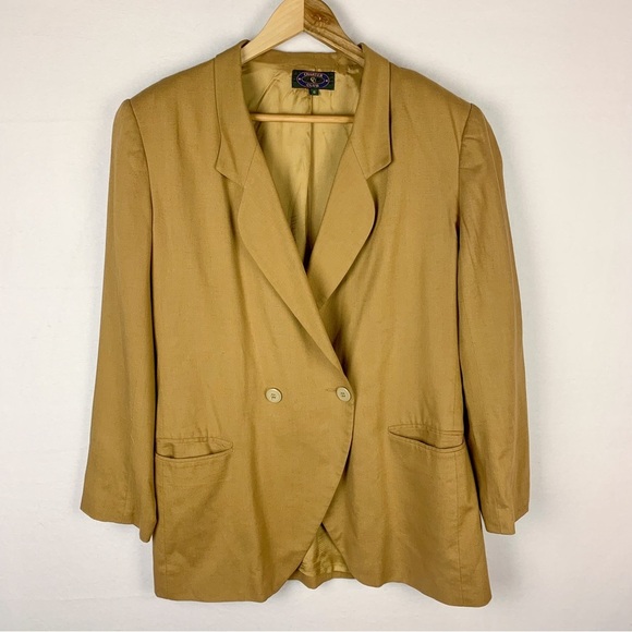 Vintage Charter Club Tan Linen Oversized Blazer - Picture 1 of 6